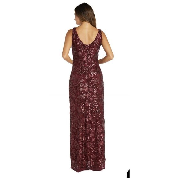 R & M Richards Dress 10P Merlot Wine Sequin Formal Prom Wedding Cruise Party NEW - Picture 2 of 13